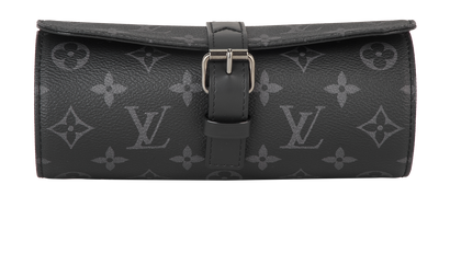 Louis Vuitton Monogram Eclipse 3 Watch Travel Case, &pound;550, Accessories, Black, Canvas, Front view
